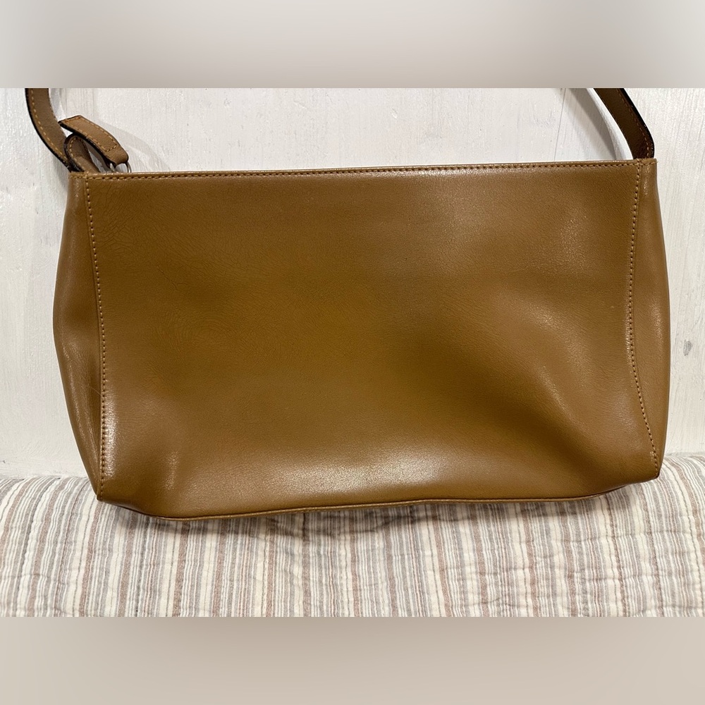 Barbara Milano 90s Italian Leather Shoulder Bag – Tan Brown Y2K Minimal Purse - Picture 2 of 13